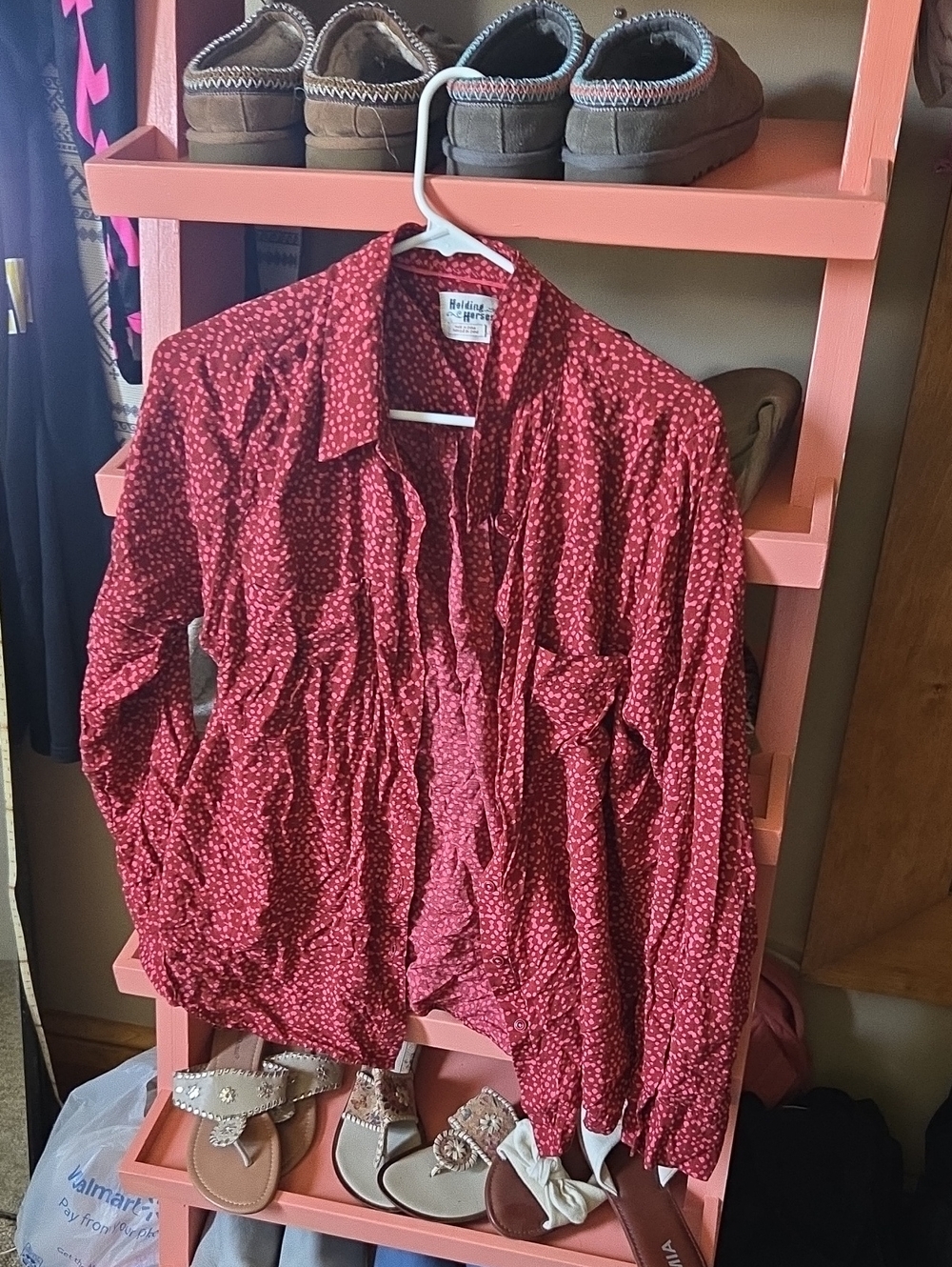 HOLDING HORSES Red Printed Button-Down Shirt